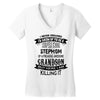 Super Cool Stepmom Of A Freaking Awesome Grandson Women's V-Neck T-Shirt