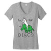 To The Disco (Unicorn Riding Triceratops) Women's V-Neck T-Shirt