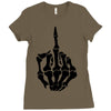 middle finger skeleton bone skull grafitti art Ladies Fitted T-Shirt