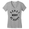 donut worry be happy Women's V-Neck T-Shirt