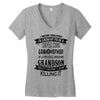 Super Cool Grandmother Of A Freaking Awesome Grandson Women's V-Neck T-Shirt