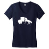 b&auml;r vs einhor  funny Women's V-Neck T-Shirt