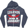 Legends Are Born In January Zipper Hoodie