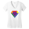 Rainbow LGBT Diamond Women's V-Neck T-Shirt