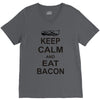 keep calm and eat bacon t shirt funny parody meat tee food pig hog bre V-Neck Tee