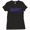 scotland born and raised retro white &amp; navy international country Ladies Fitted T-Shirt