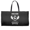 woman with a boxer Weekender Totes
