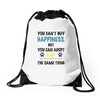 you can't buy happiness, but you can adopt a cat and that's pretty muc Drawstring Bags