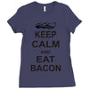 keep calm and eat bacon t shirt funny parody meat tee food pig hog bre Ladies Fitted T-Shirt