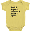 rock paper scissors lizard spock big bang theory geek nerd gift t shir Baby Onesie