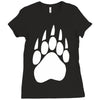 large bear paw print crew neck long sleeve Ladies Fitted T-Shirt
