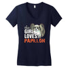 This Girl Loves Her Papillon Women's V-Neck T-Shirt