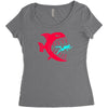 monster fish eats diver Women's Triblend Scoop T-shirt
