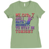 my cat and i stay in tonight Ladies Fitted T-Shirt