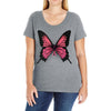 breast cancer butterfly Ladies Curvy T-Shirt