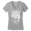 banksy street art zebra bar code Women's V-Neck T-Shirt