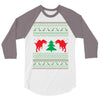 ugly sweater dinosour 3/4 Sleeve Shirt