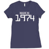 made in 1974 birthday celebration funny retro Ladies Fitted T-Shirt