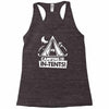 white ink camping is in tents funny Racerback Tank