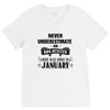 never underestimate an old man who was born in january V-Neck Tee