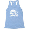 vinyl junkie white logo Racerback Tank