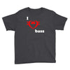 i love heart bass guitar music Youth Tee