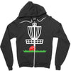 disc golf frisbee leaning on target basket innova Zipper Hoodie