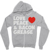 love peace and bacon grease Zipper Hoodie