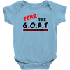 the goat white t shirt greatest of all time basketball baseball footba Baby Onesie