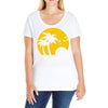 beach silhouette birds sand sunset Ladies Curvy T-Shirt