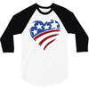 disstressed america flag heart 3/4 Sleeve Shirt