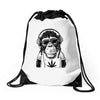 monkey hipster Drawstring Bags