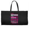 quens are born in september Weekender Totes