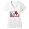 eat sleep bmx repeat Women's V-Neck T-Shirt