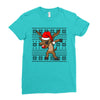 christmas reindeer dabbing Ladies Fitted T-Shirt
