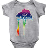 giraffe reaching up with its long neck to eat leaves off branches from Baby Onesie