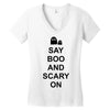say boo and scary on 2 Women's V-Neck T-Shirt