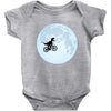 Biker Dinosaur - Dinosaur Riding A Bike To The Moon Baby Bodysuit