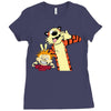 Calvin and hobbes Ladies Fitted T-Shirt
