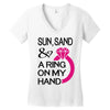 sun, sand &amp; a ring on my hand Women's V-Neck T-Shirt