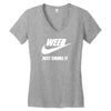 weed   just smoke it   mens funny Women's V-Neck T-Shirt