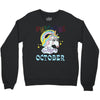 unicorns are born in october cute unicorn Crewneck Sweatshirt