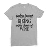 weekend forecast biking with a change of wine Ladies Fitted T-Shirt