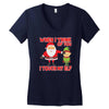 touch my elf christmas fun and naughty Women's V-Neck T-Shirt