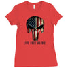 skull us flag live free or die Ladies Fitted T-Shirt