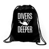 ow divers do it deeper Drawstring Bags
