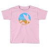 beach surfer silhouette birds sand waves palm Toddler T-shirt