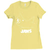 jaws chalk board movie licensed cotton blend adult Ladies Fitted T-Shirt