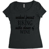 weekend forecast biking with a change of wine Women's Triblend Scoop T-shirt