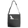 unicorn scooting on the floor Adjustable Strap Totes